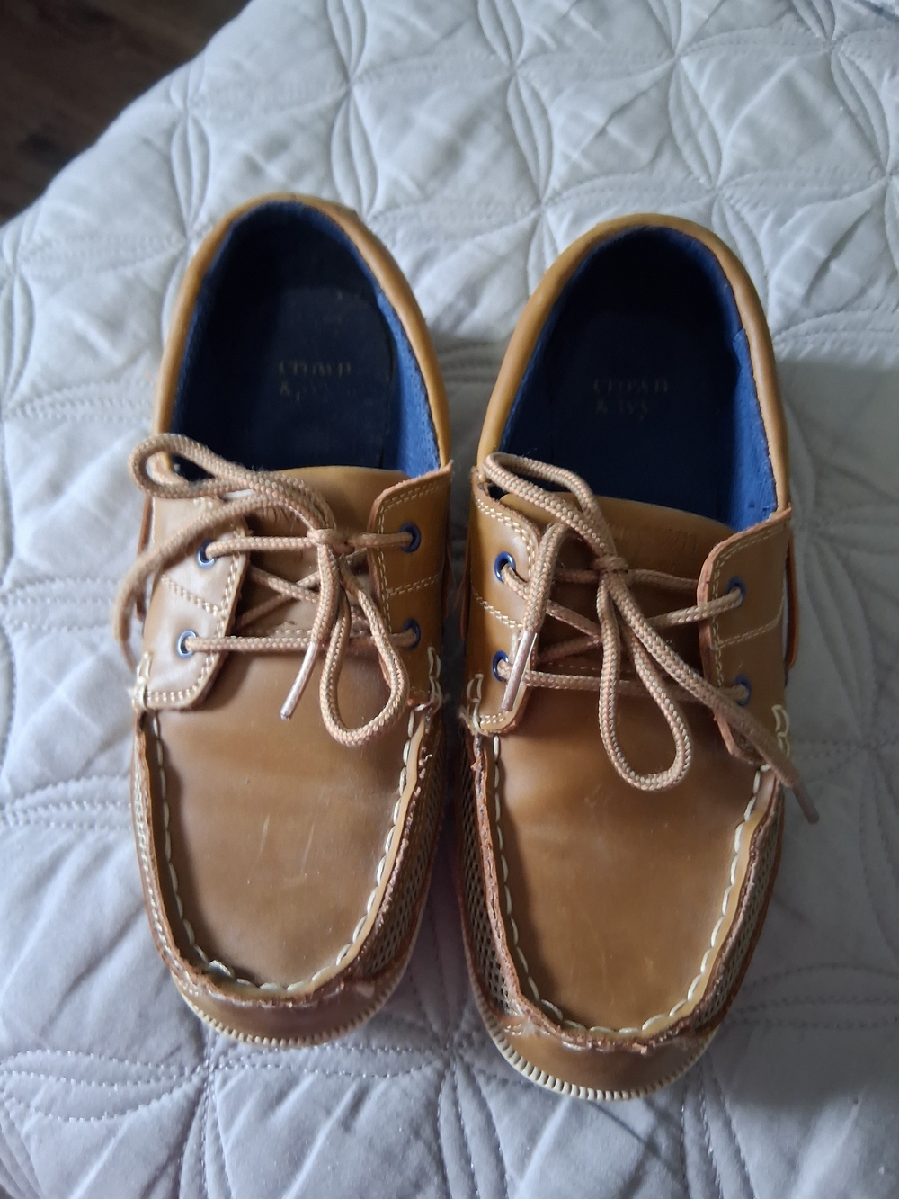 crown & ivy Tan Boys Boat Shoes